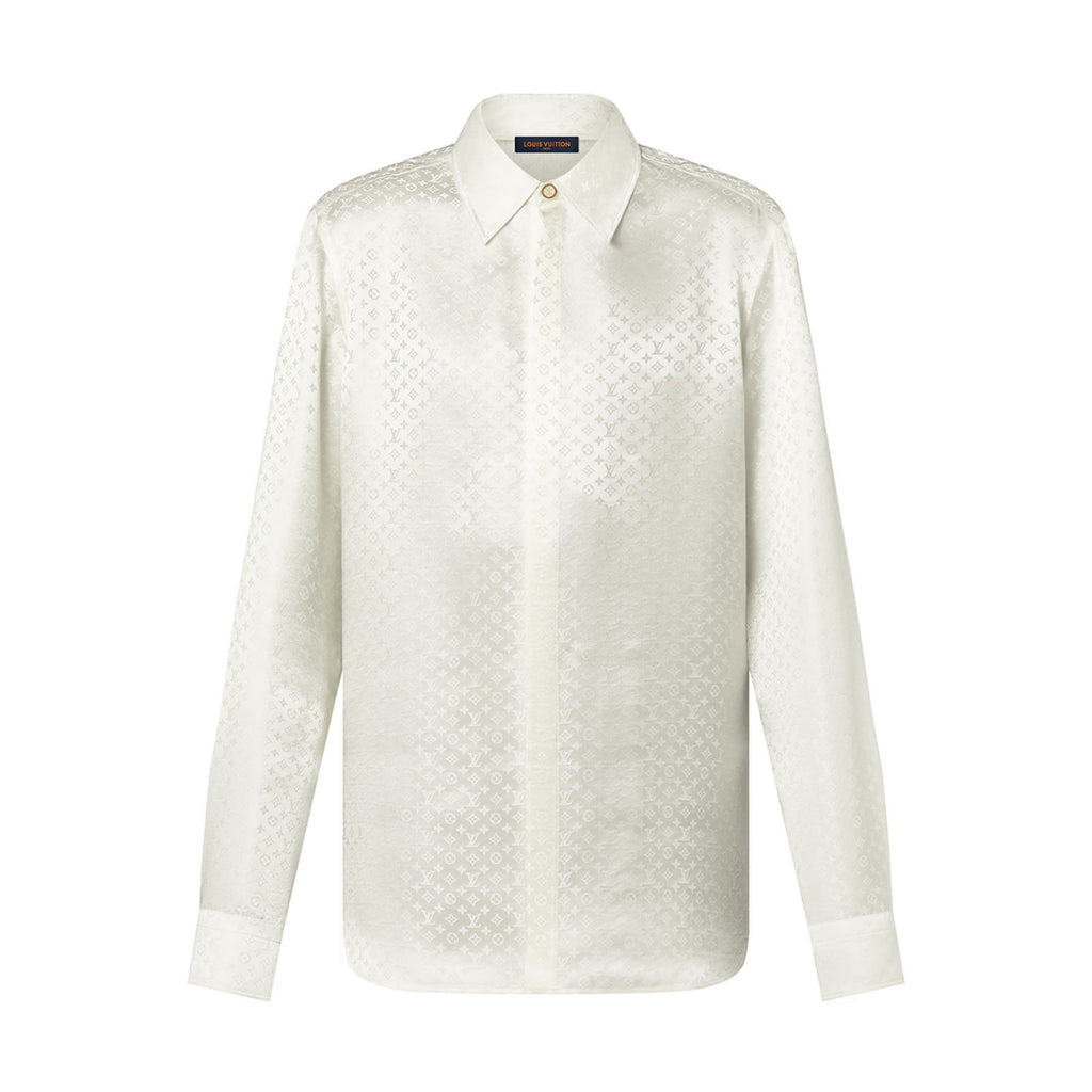 Louis Vuitton Men's Spring And Summer Solid Color Letter Print Silk Single Breasted Long Sleeved Shirt #76568