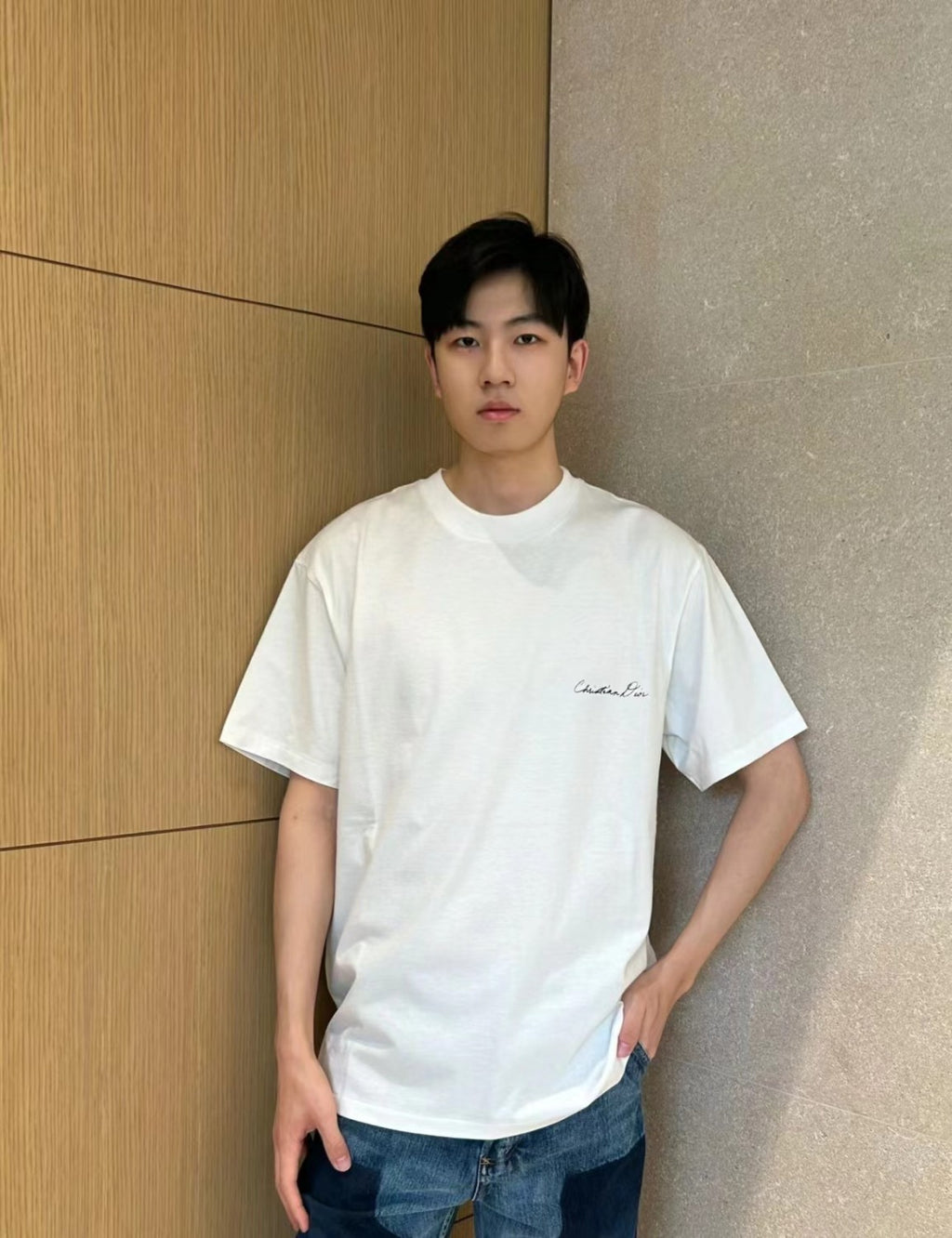 Dior Men's Summer Letter Logo Solid Colour Round Neck Cotton Short Sleeve T-Shirt #99457