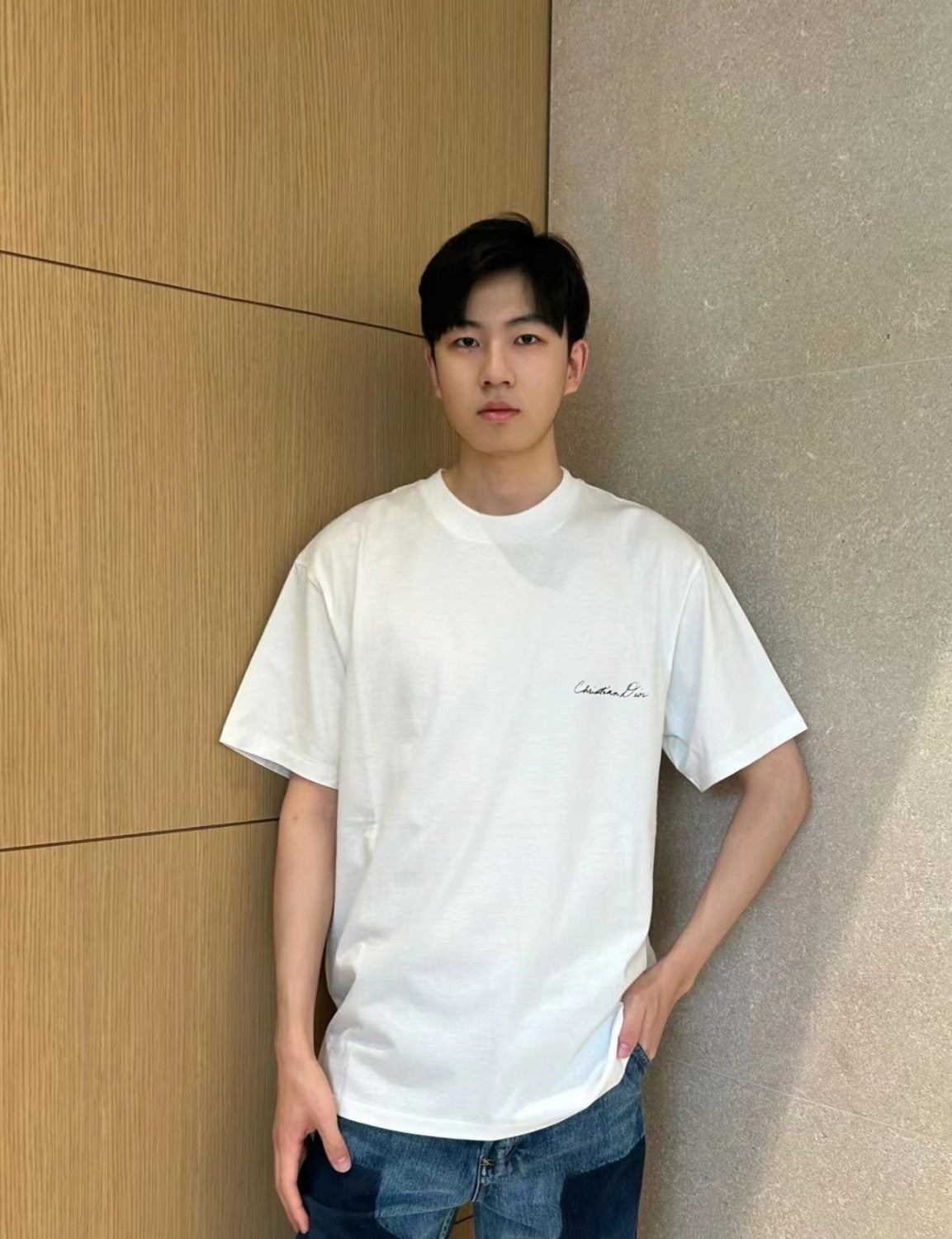 Dior Men's Summer Letter Logo Solid Colour Round Neck Cotton Short Sleeve T-Shirt #99457