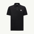 Moncler Black Logo Patch Cotton Piquet Polo Shirt Polos T-shirts #375497