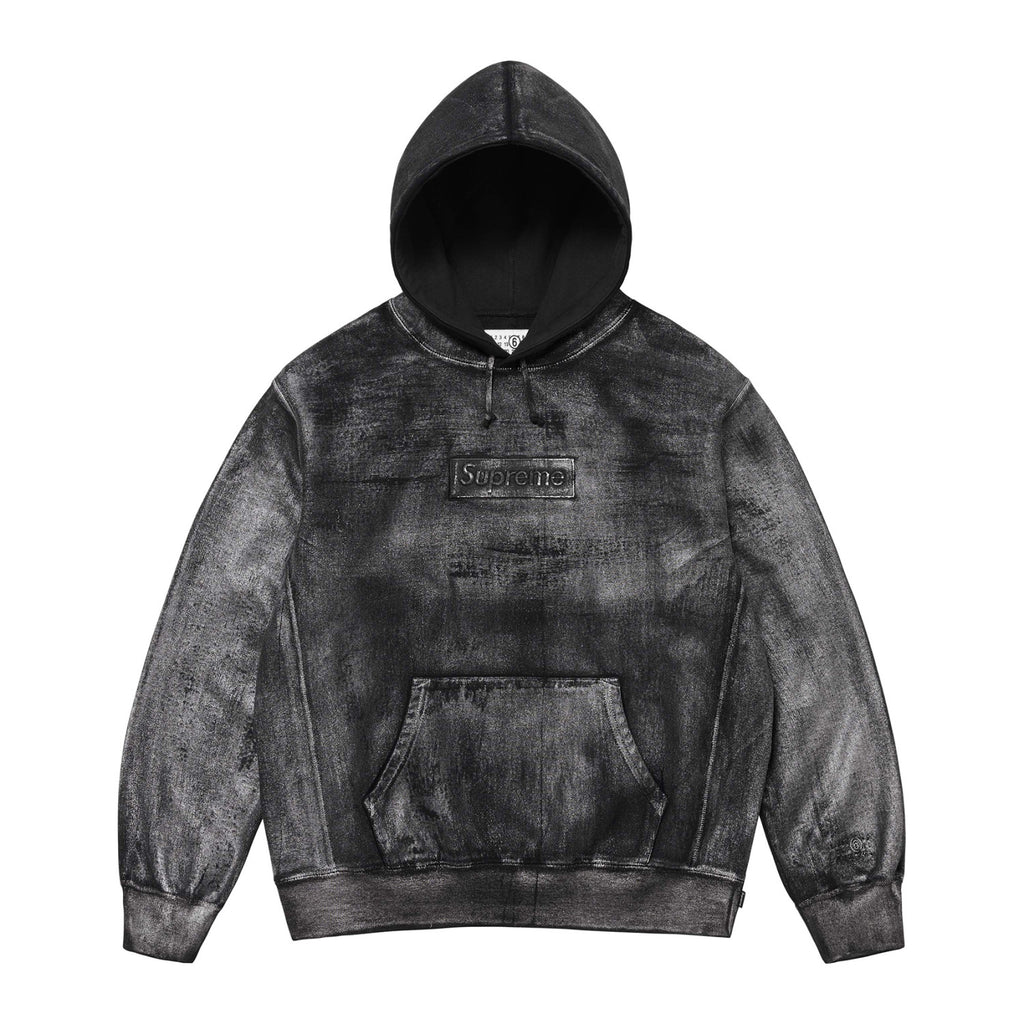 SUPREME/MM6 MAISON MARGIELA Men's and Women's Spring and Autumn Tie-Dye Washed Logo Solid Color Pocket Hooded Sweatshirt Pullover #73148