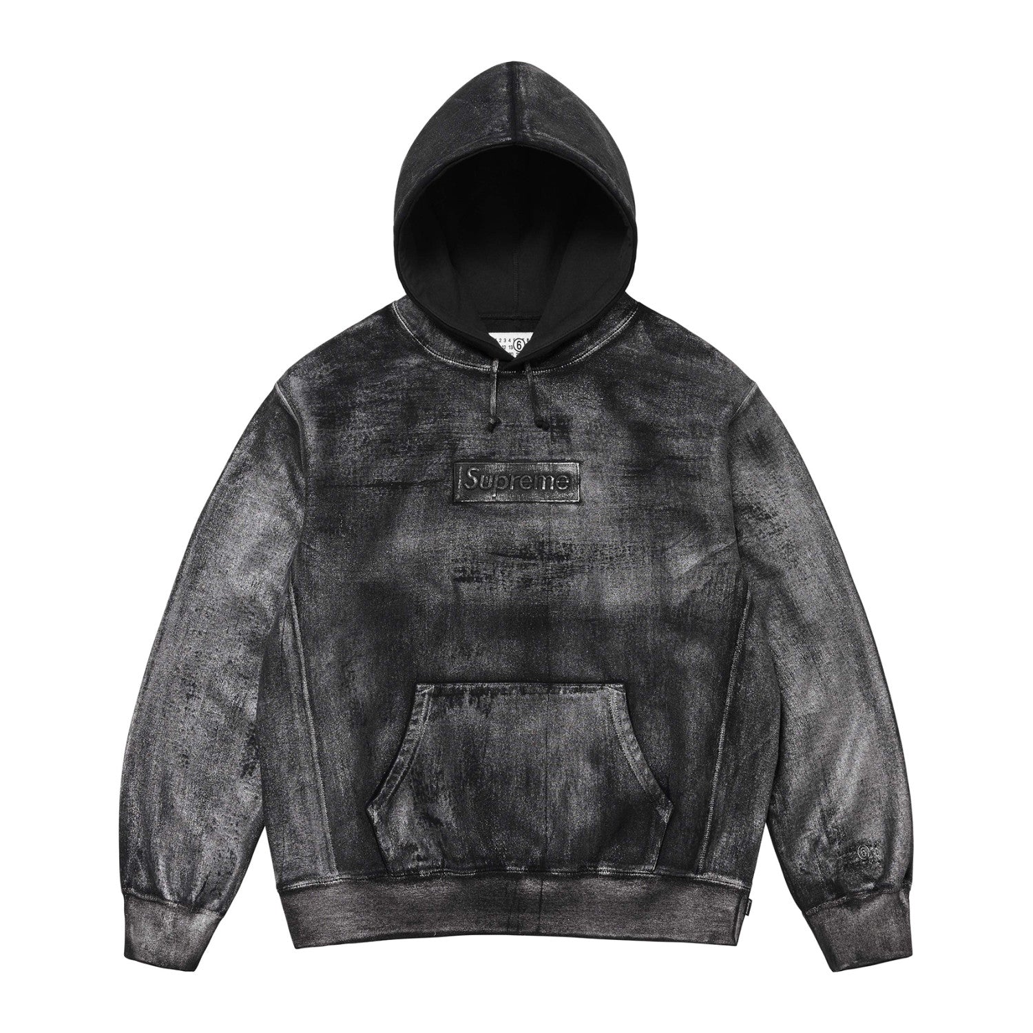 SUPREME/MM6 MAISON MARGIELA Men's and Women's Spring and Autumn Tie-Dye Washed Logo Solid Color Pocket Hooded Sweatshirt Pullover #73148