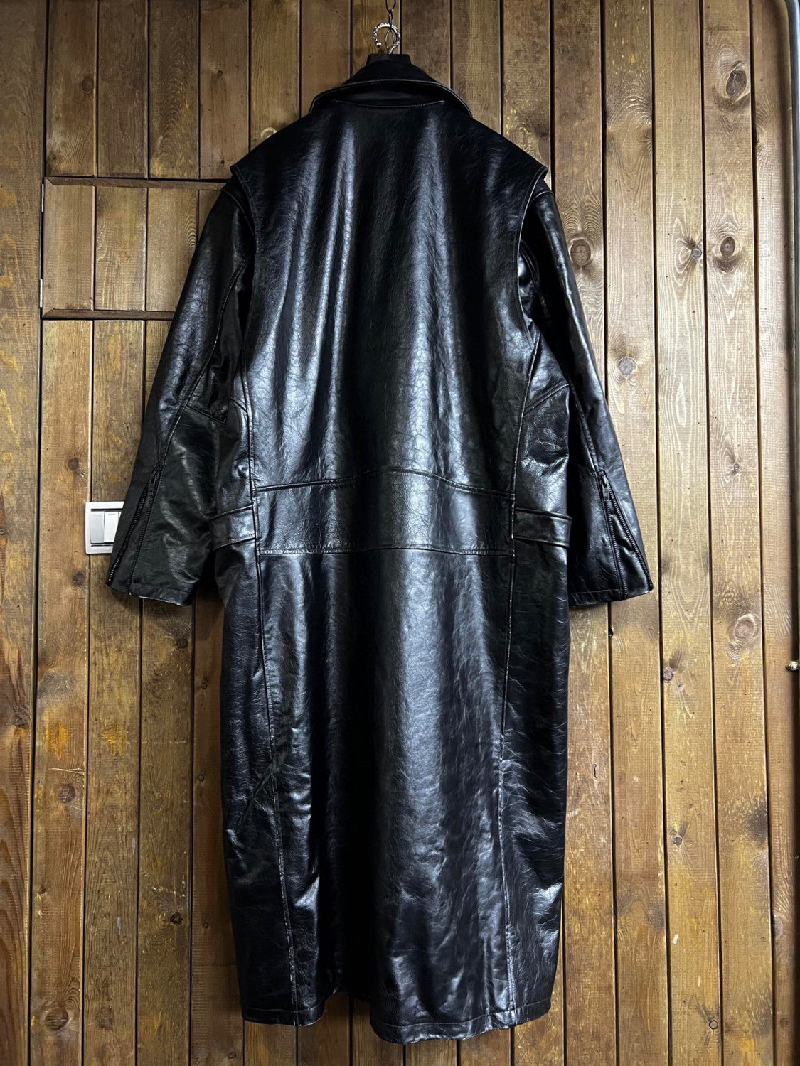 Balenciaga Black Leather Vintage Long Jacket Ngvp #6657