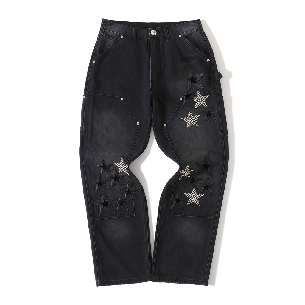 Chrome Hearts Men's And Women's Spring/Fall Fashion Casual Waist Button Star Icon Vintage Washed Carhartt Work Pants #79519