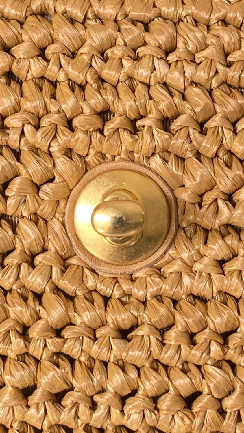 Chanel Mini Shopping Bag Braided Raffia Gold Tone Metal Dark Beige #335258