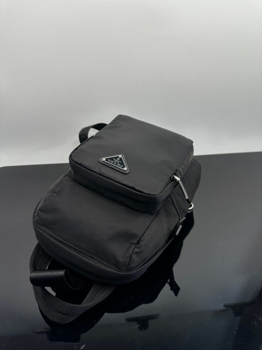 Prada Men's Solid Color Fashion Casual Triangle Logo Recycled Nylon Backpack Bags #78271