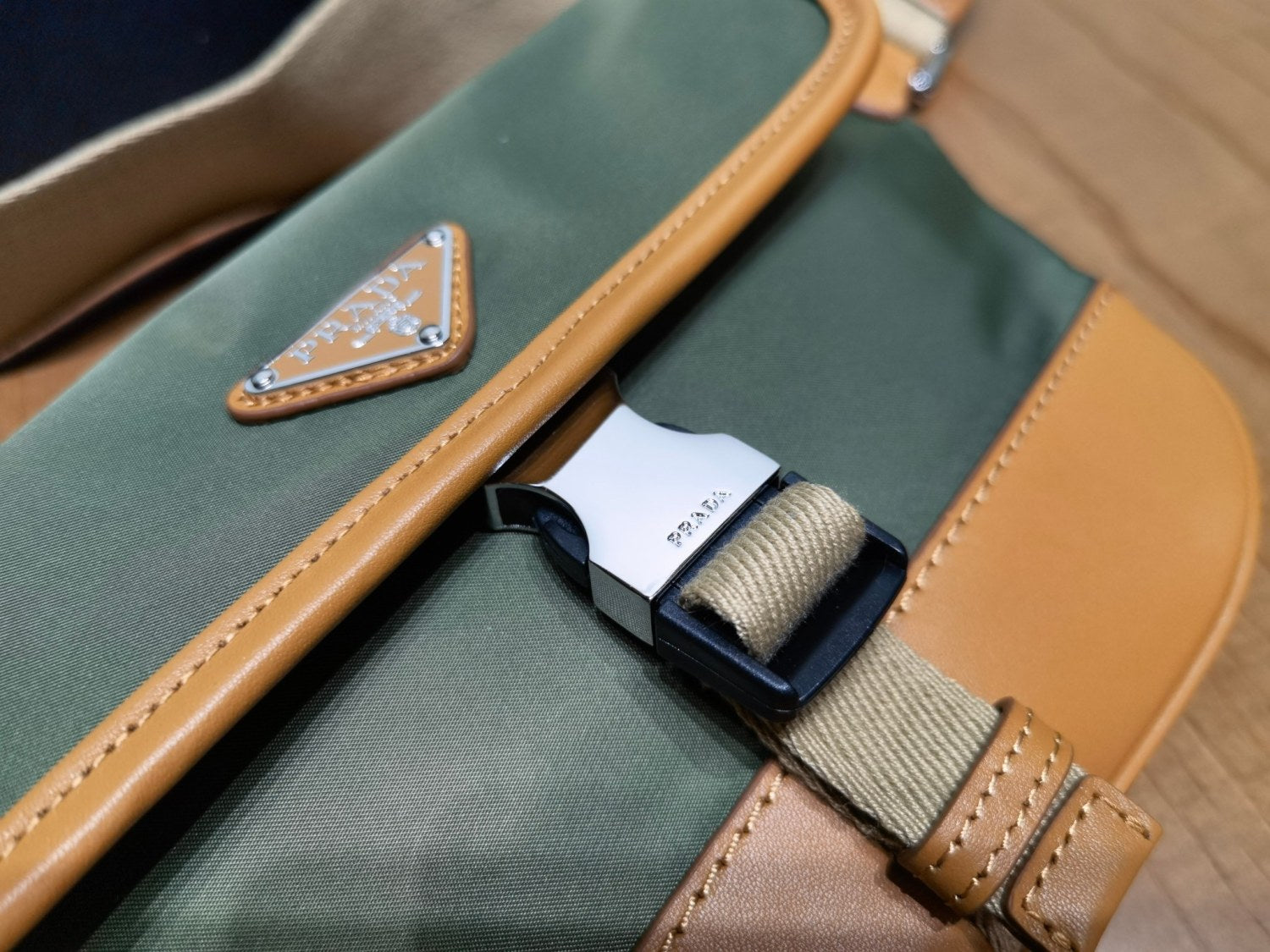 Prada Men's Enameled Metal Triangle Label Re-Nylon and Leather Shoulder Bag Waist Bags #76294