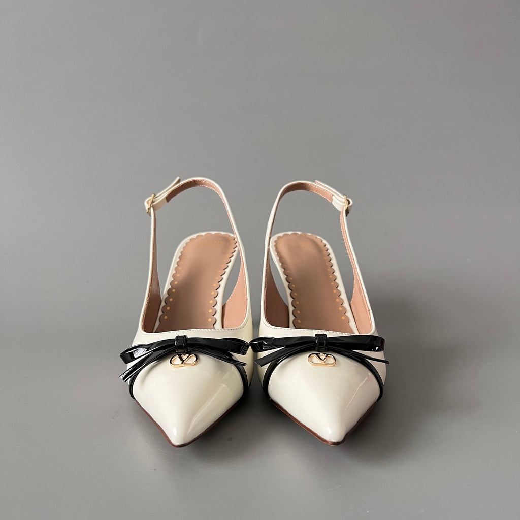 Valentino Bepointy Slingback Pump In Patent Leather And Kidskin 80MM #334525