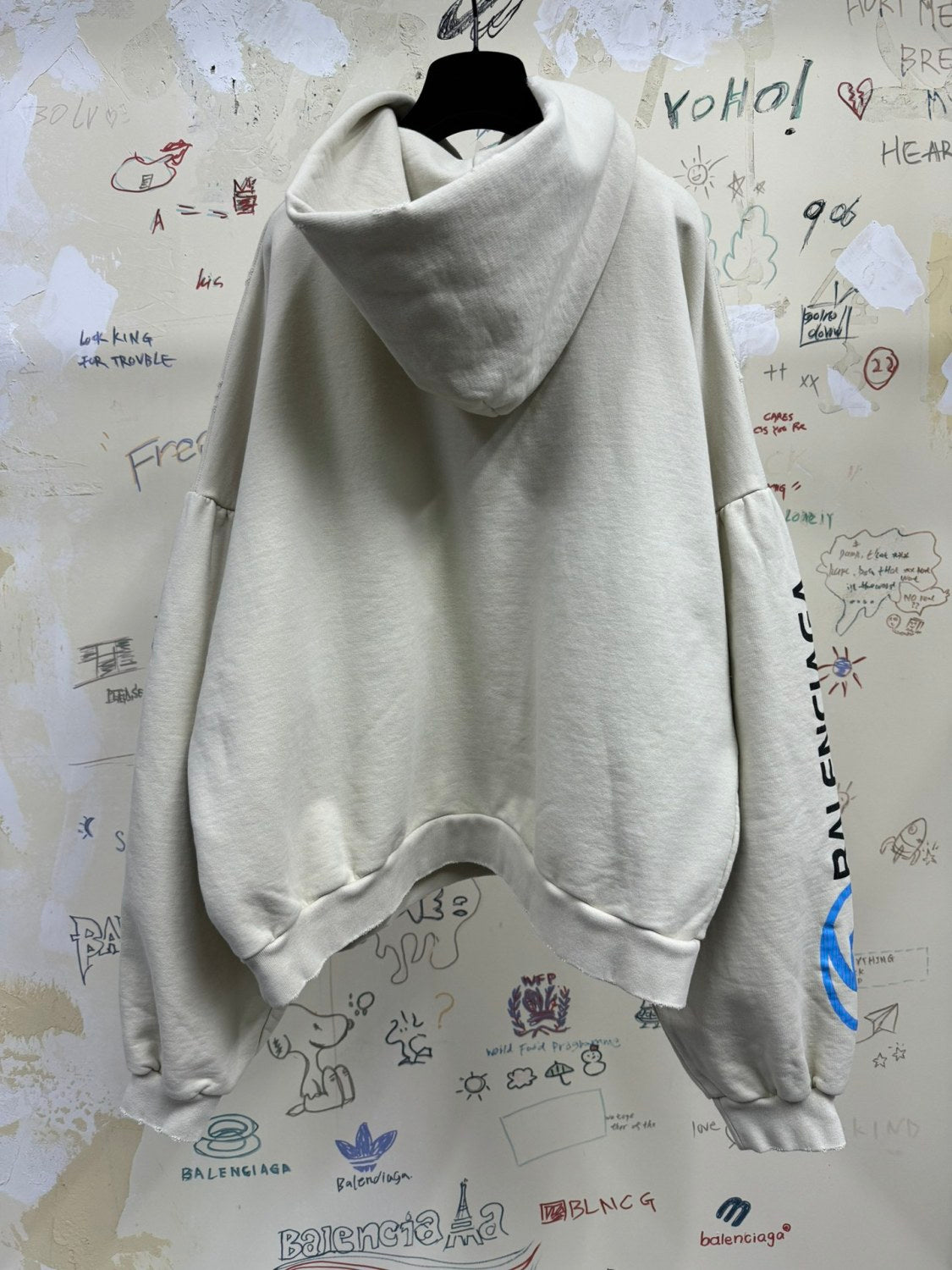 Balenciaga Men's Spring and Autumn Solid Color Letter Printed Hooded Pullover Long Sleeve Sweatshirt #73249
