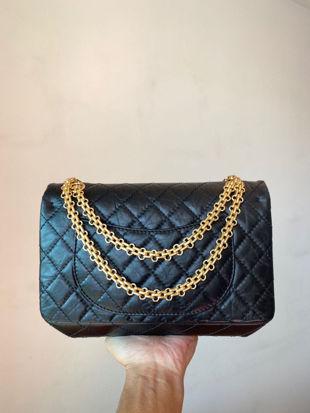 Chanel 2.55 Handbag Aged Calfskin Gold-Tone Metal #333121