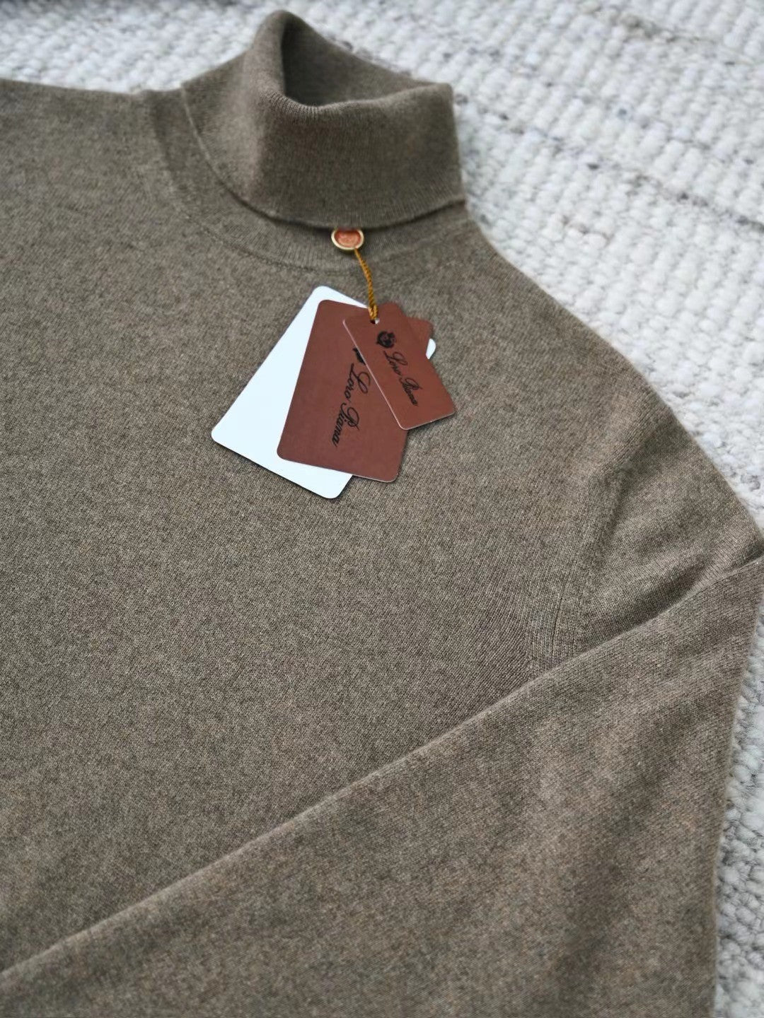 Loro Piana Men's Dolcevita Classic High-Neck Sweater Spring/Fall/Winter Solid-Color Long-Sleeve Cashmere Knit Ngvp #2721