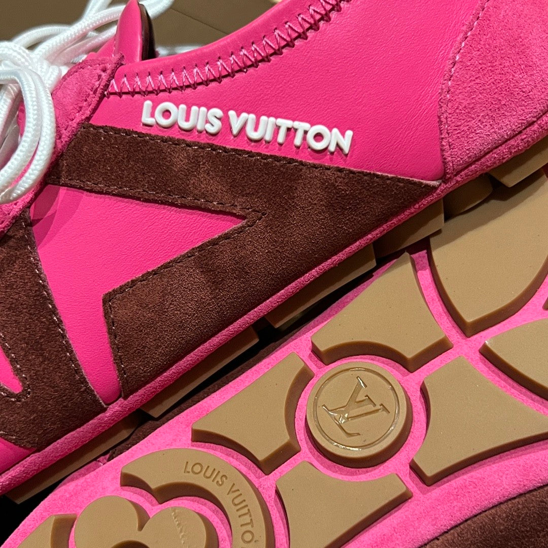 Louis Vuitton SNEAKERINA Women's Four Seasons Colorblocking Round Toe Lace Up Sheepskin Low Top Ballet Derby Shoes #76465