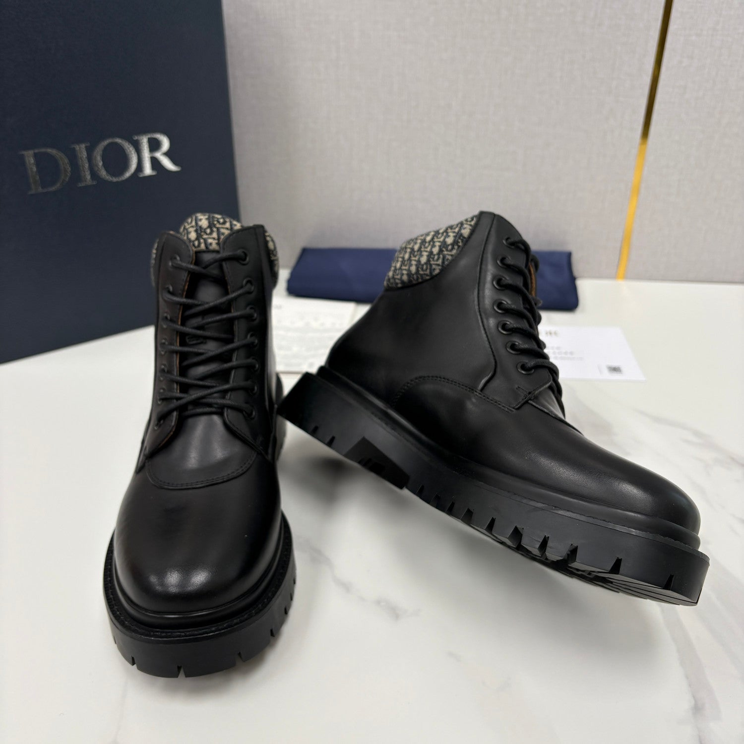 DIOR Dior Explorer III Ankle Boot Black Smooth Calfskin and Black Dior Oblique Jacquard #336112