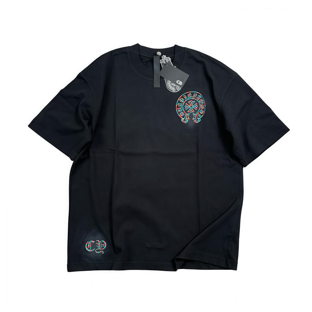Chrome Hearts Men's And Women's Summer Colorful Embroidered Printed Round Neck Cotton Short-sleeved T-shirt #77396