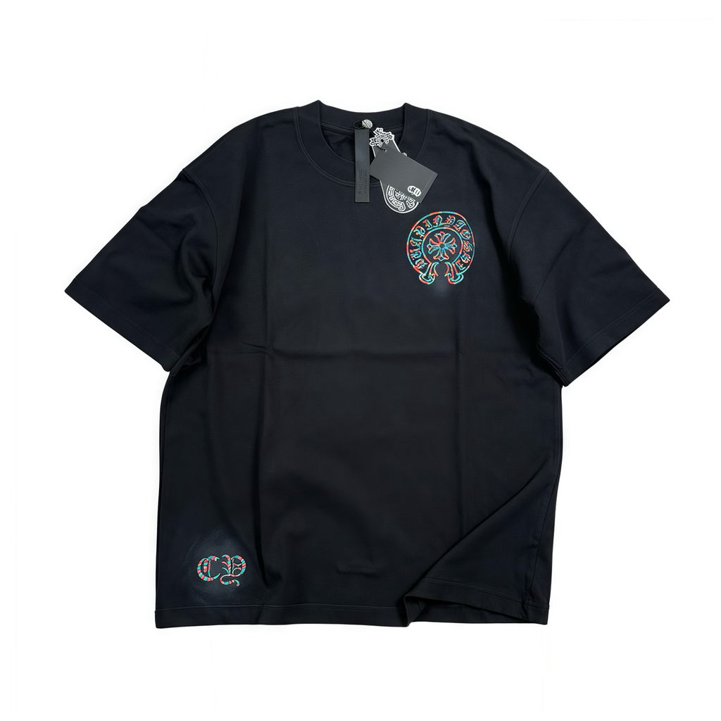 Chrome Hearts Men's And Women's Summer Colorful Embroidered Printed Round Neck Cotton Short-sleeved T-shirt #77396