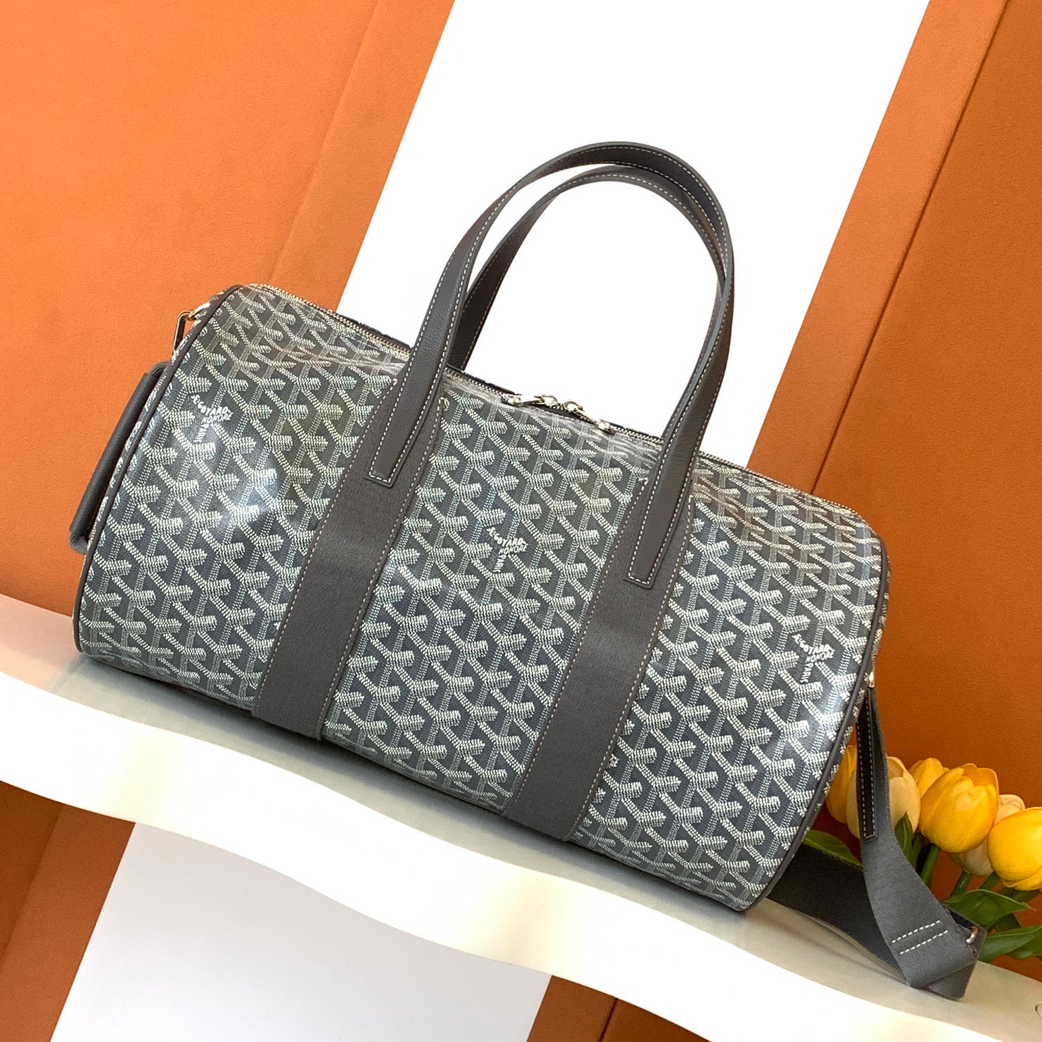GOYARD Barrel 40 Men's And Women's Logo Printing Canvas Collocation Calf Leather Sports Bag Travel Bags #75143