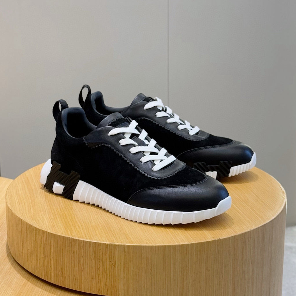 Hermes Men's Spring/Summer Fashion Casual Round Toe Lace Up Contrasting Color Suede Cowhide Low Top Sneakers #78237
