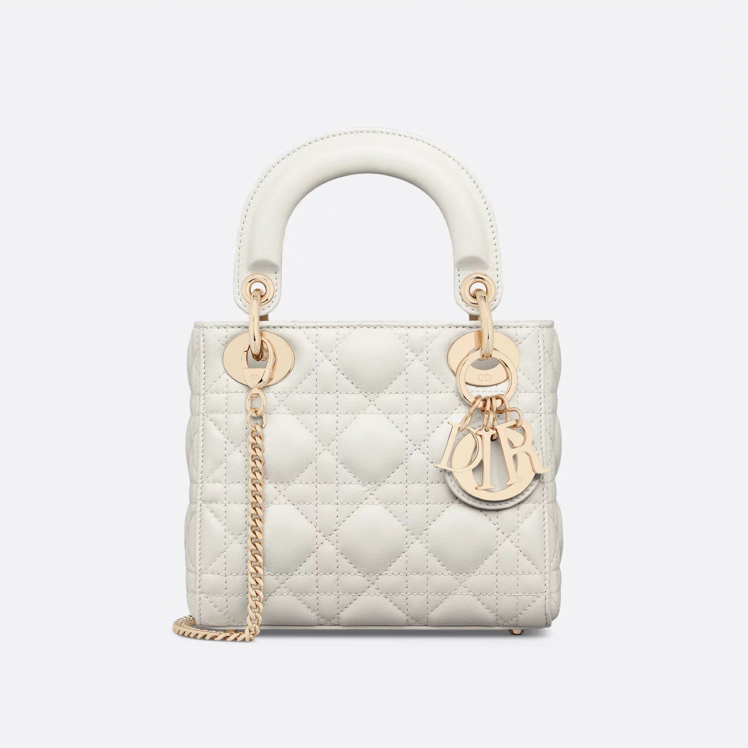 Dior Lady Women's Solid Color Metal Pendant Removable Chain Shoulder Strap Wicker Pattern Sheepskin Leather Single Shoulder Crossbody Handbag Bag Bags #77461
