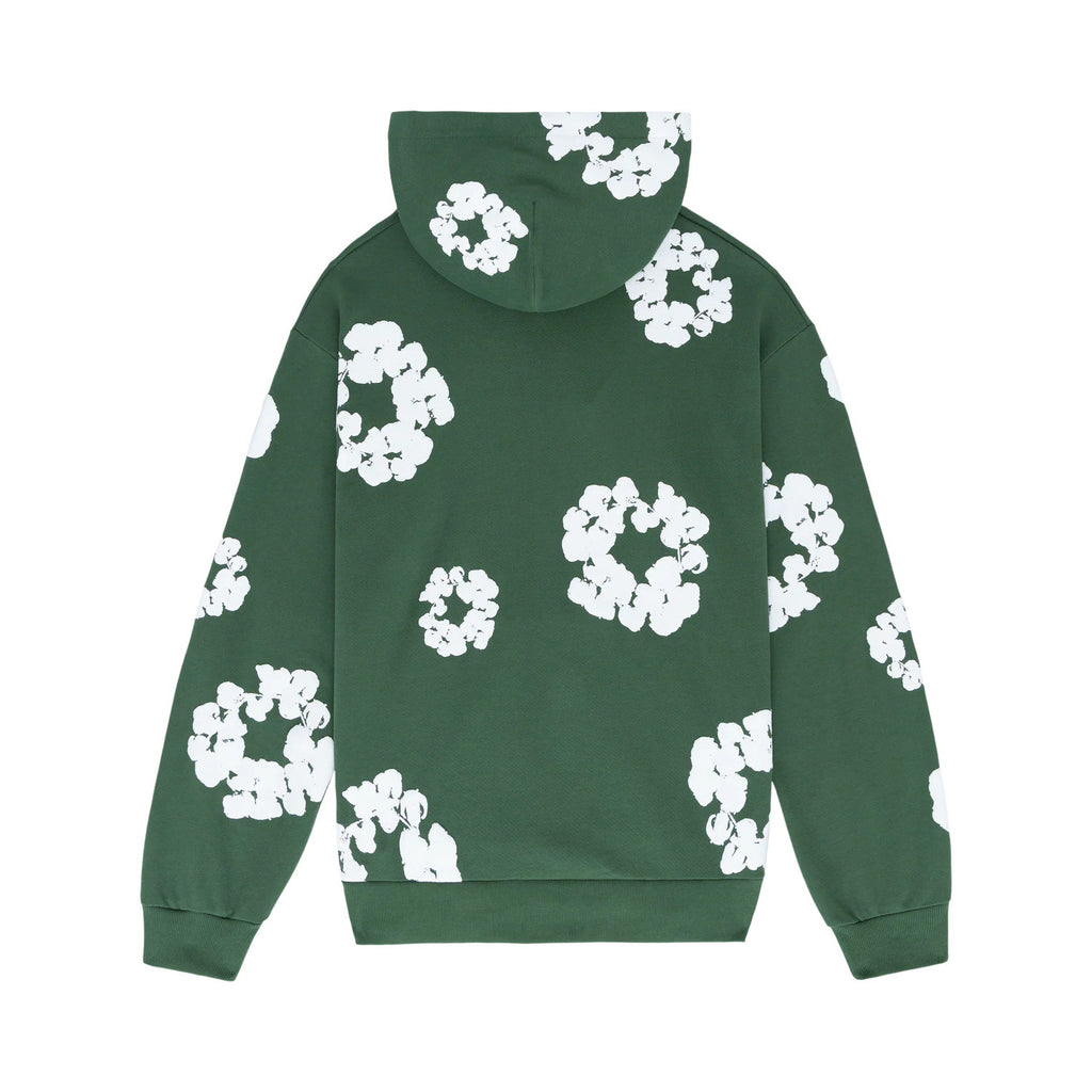 Denim Tears Men's And Women's Spring/fall Fashion Trend Solid Color Hooded Pullover Loose Fit Cotton Hoodie With Floral Print European American Style High Street Hip Hop Streetwear Sweatshirt #79535