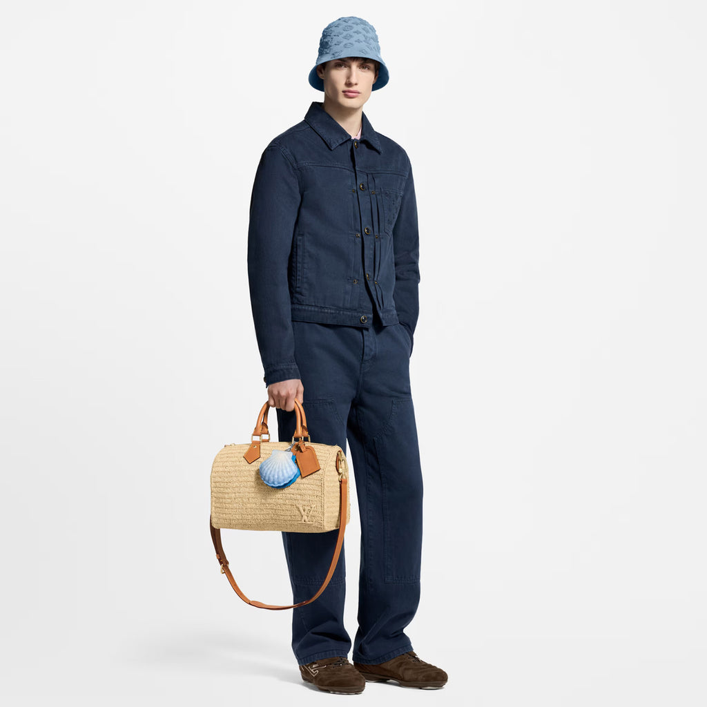 Louis Vuitton Men's Spring/Autumn Solid Colour Embroidered Letter Print Pocket Single-Breasted Long-Sleeved Denim Jacket and Casual Denim Trousers Pants Set Suit #77632