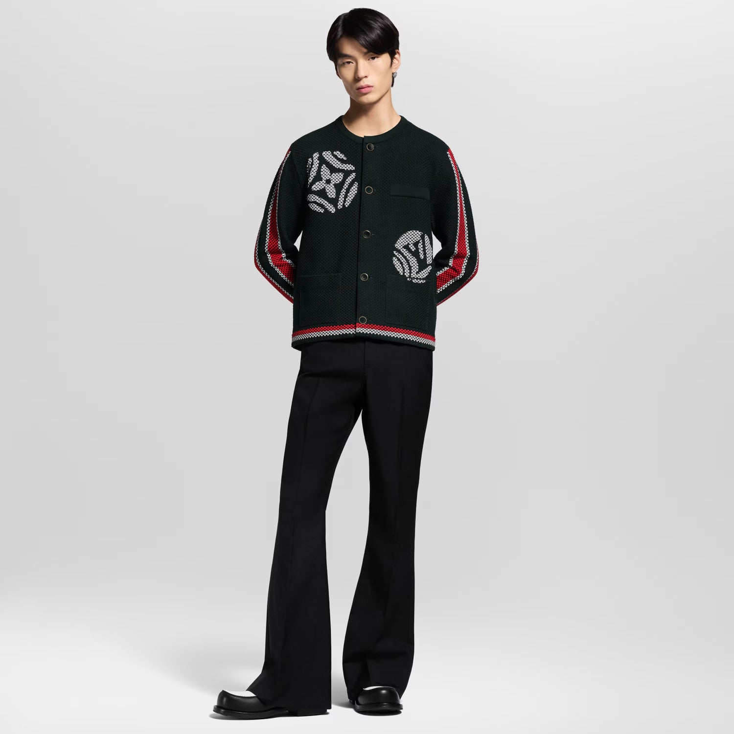 Louis Vuitton Men's x Spring/Fall/Winter Embroidered Knit Cotton Crew Neck Single- Breasted Cardigan Jacket #81596