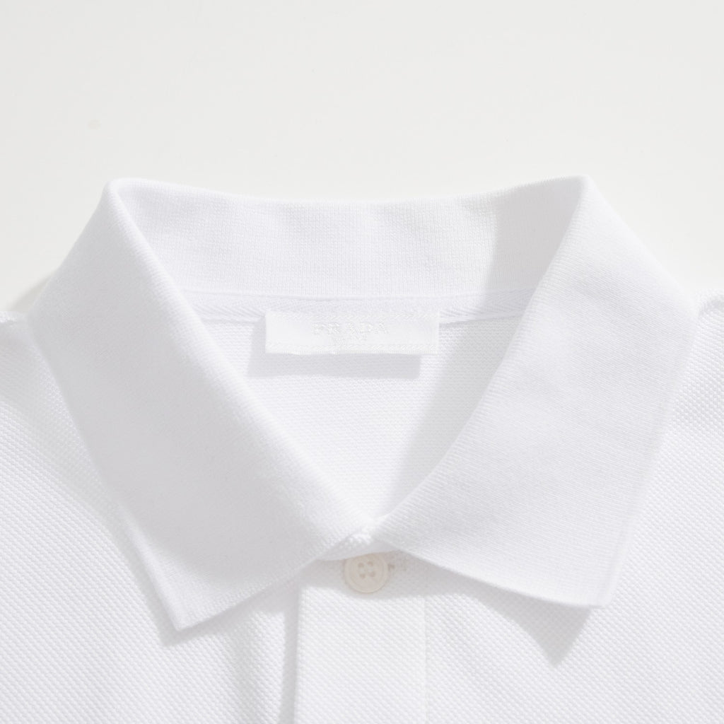 Prada Men's Summer Solid Color Metal Logo Cotton Polo Shirt Short Sleeve T-Shirt #77798
