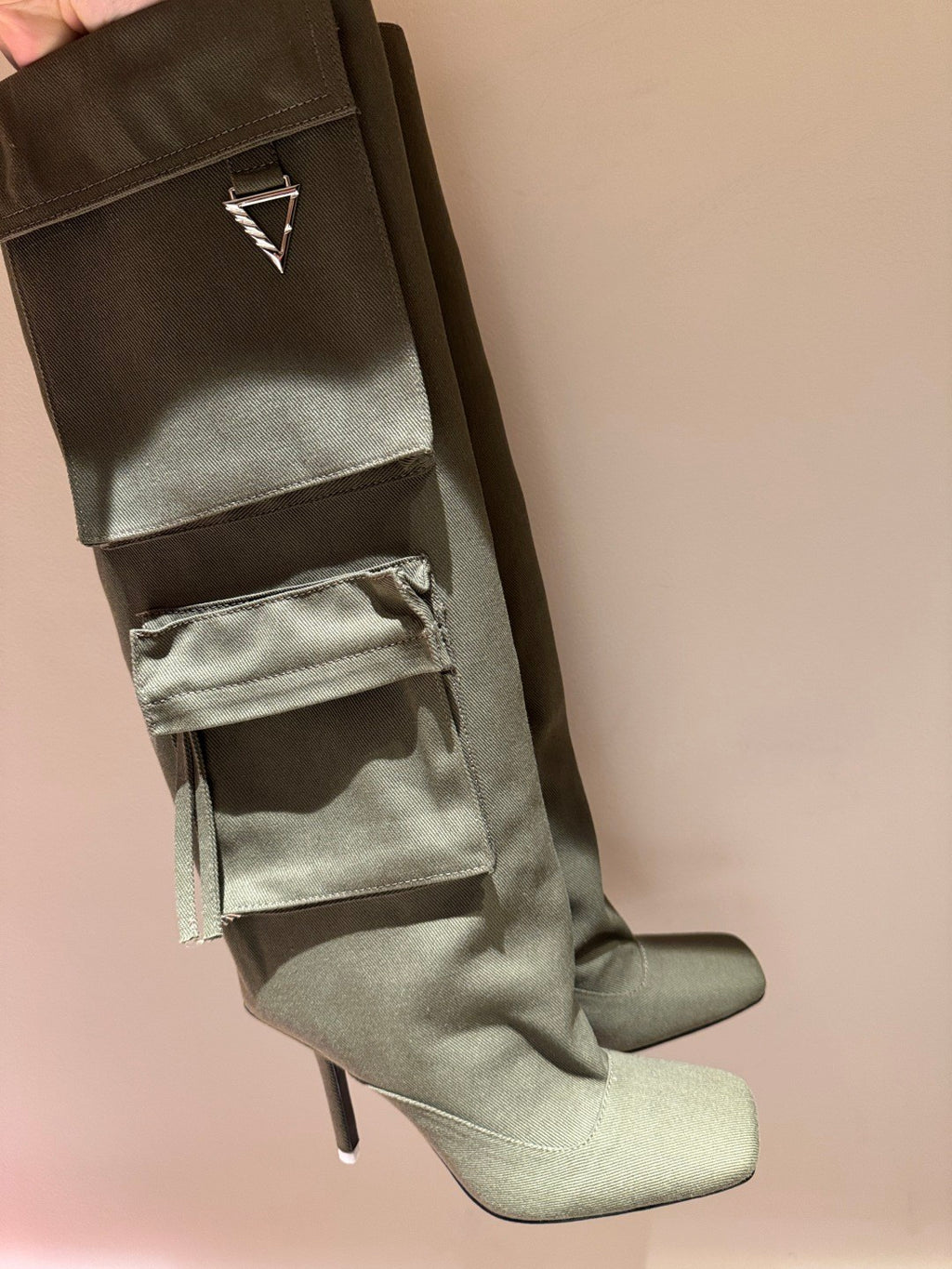 The Attico Women's Denim Pocket Boots Fall/Winter Solid-Color High-Heel Knee-High Boots Casual Shoes #81719