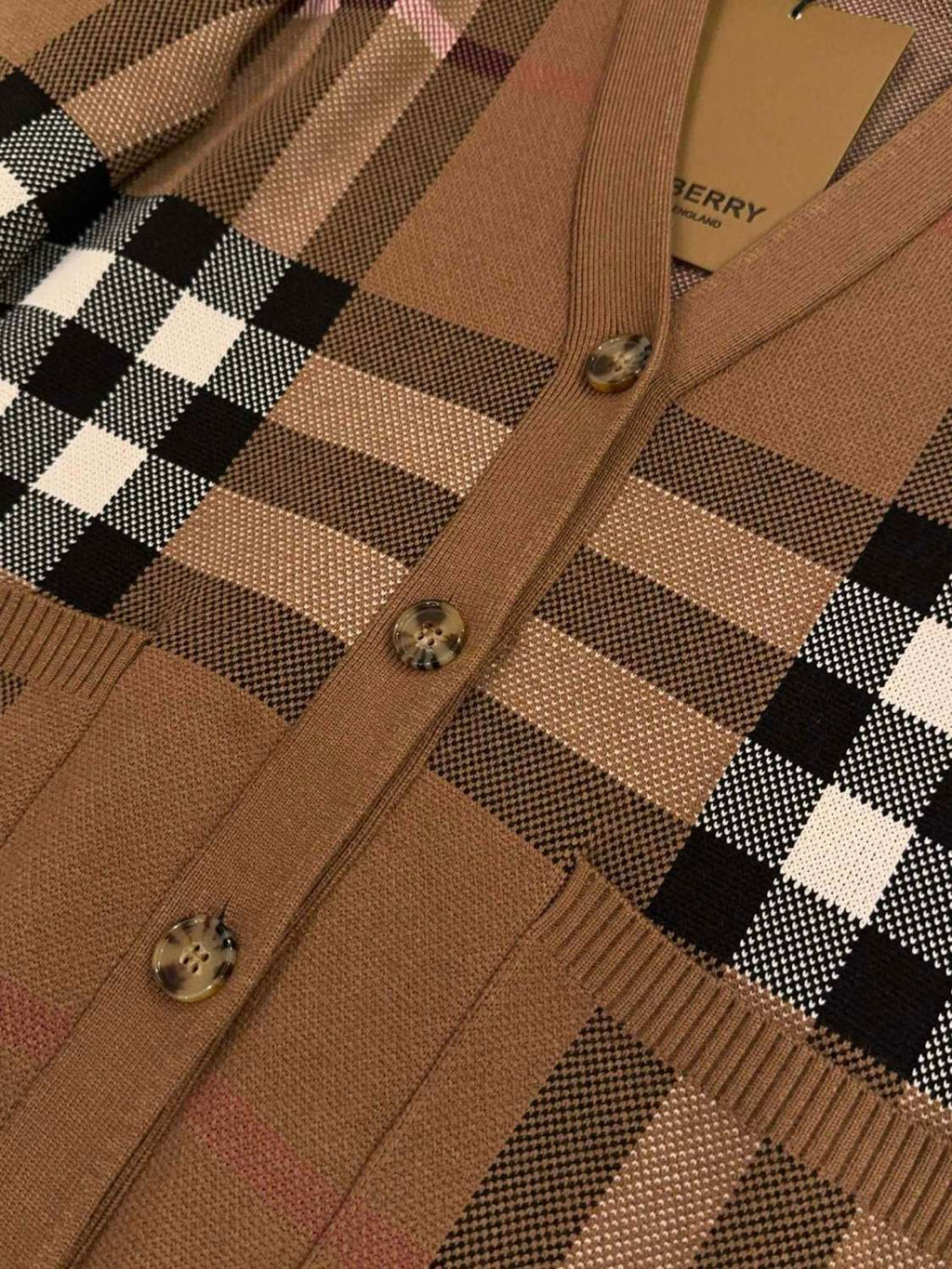 Burberry Men's Spring And Fall Plaid Print Wool Blend Single Breasted V-neck Long Sleeved Knit Cardigan Jacket #74819