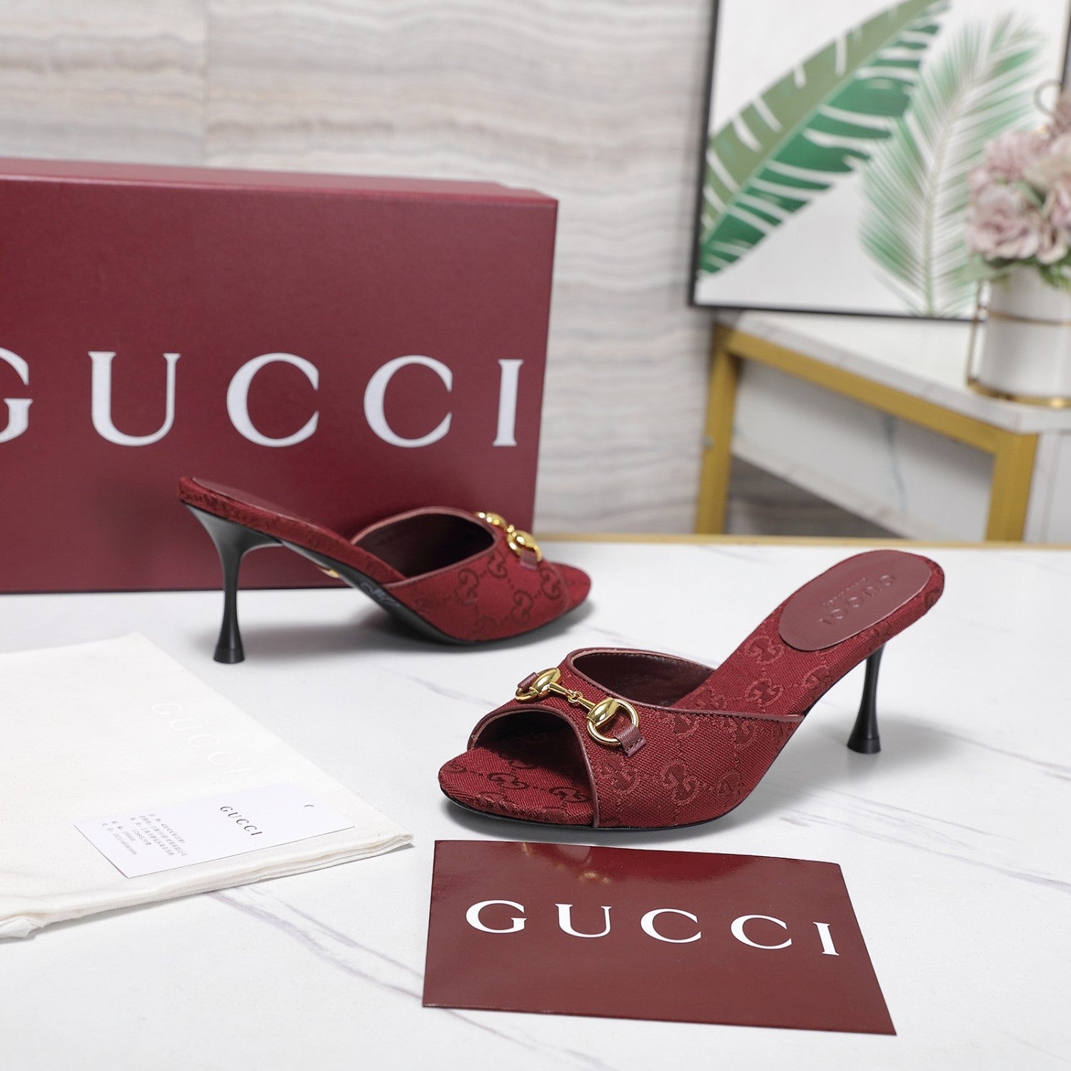 Gucci Leather Chain Decorated High Heel Sandals #387634