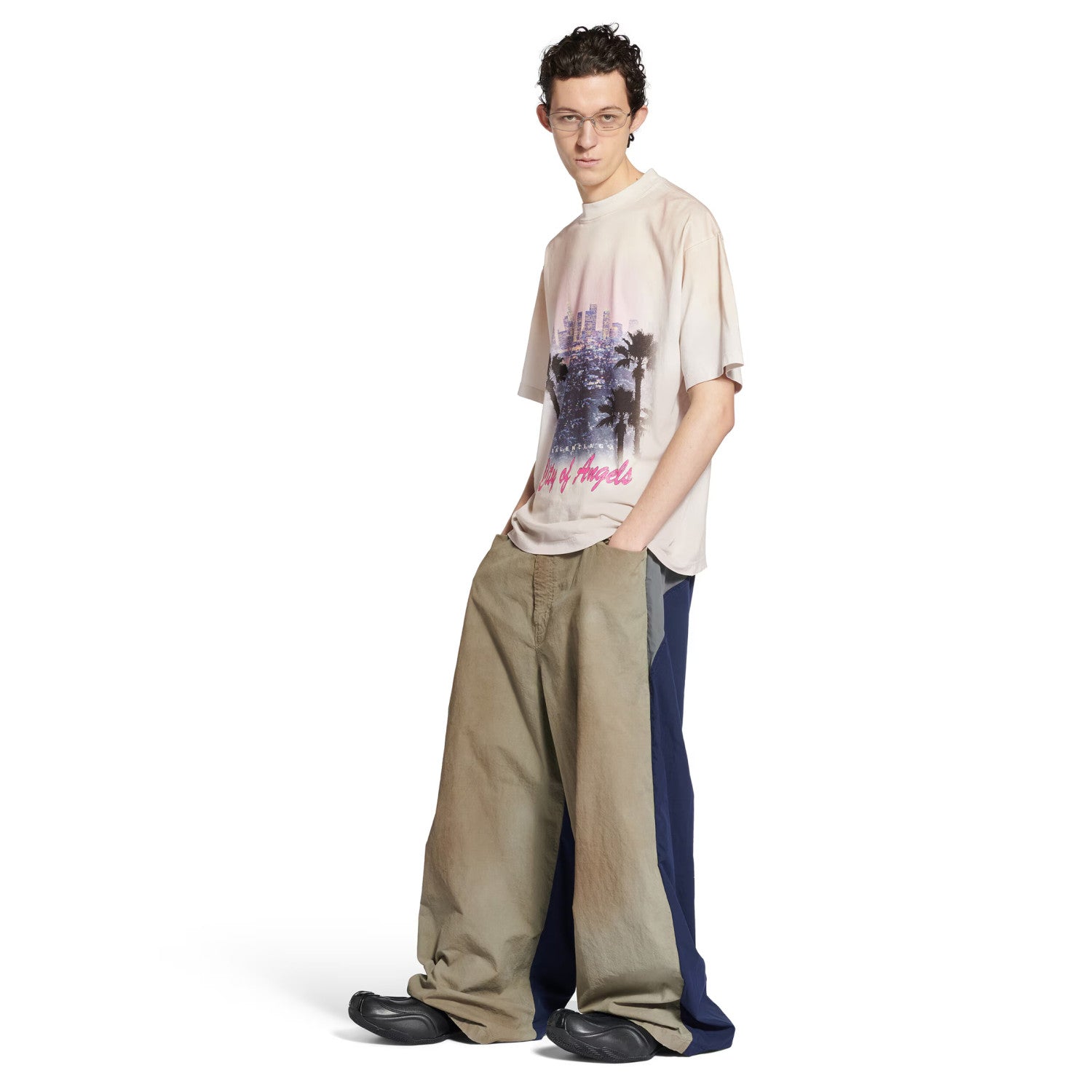 Balenciaga City Of Angels T-shirt Medium Fit In Dirty White Men's Spring And Summer High Street Trend Round Neck Short Sleeve Straight T-shirt Ngvp #1875