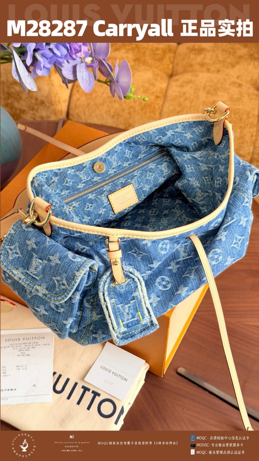 LOUIS VUITTON Carryall Cargo PM Monogram Denim Handbags M28287#379361