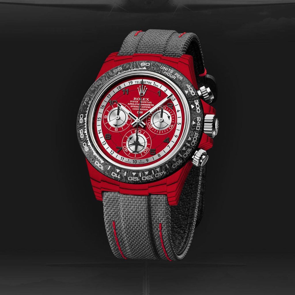 Rolex Men's Red and Black Modified Carbon Fiber Daytona Mechanical Watch #98777