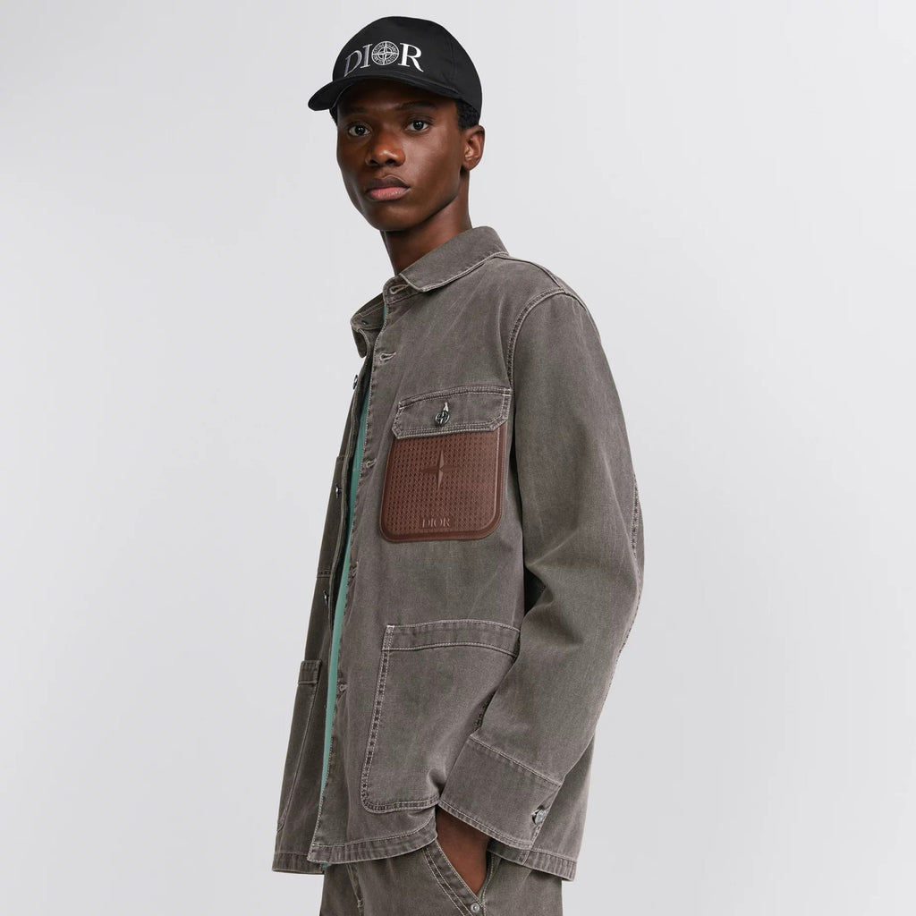 Dior Men's Spring And Fall Logo Patch Pockets Lapel Single breasted Loose Long Sleeved Denim Jacket #73474