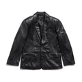 Balenciaga Men's Fall/Winter Black Logo Labeled Single Breasted Regular Fit Long Sleeve Leather Jacket #98955