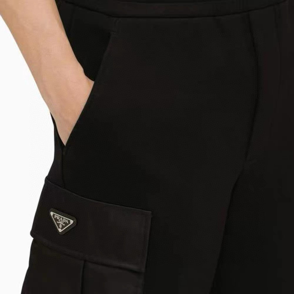 Prada Men's Summer Solid Color Re-Nylon Detail Cotton Fleece Bermuda Straight Casual Shorts #98714