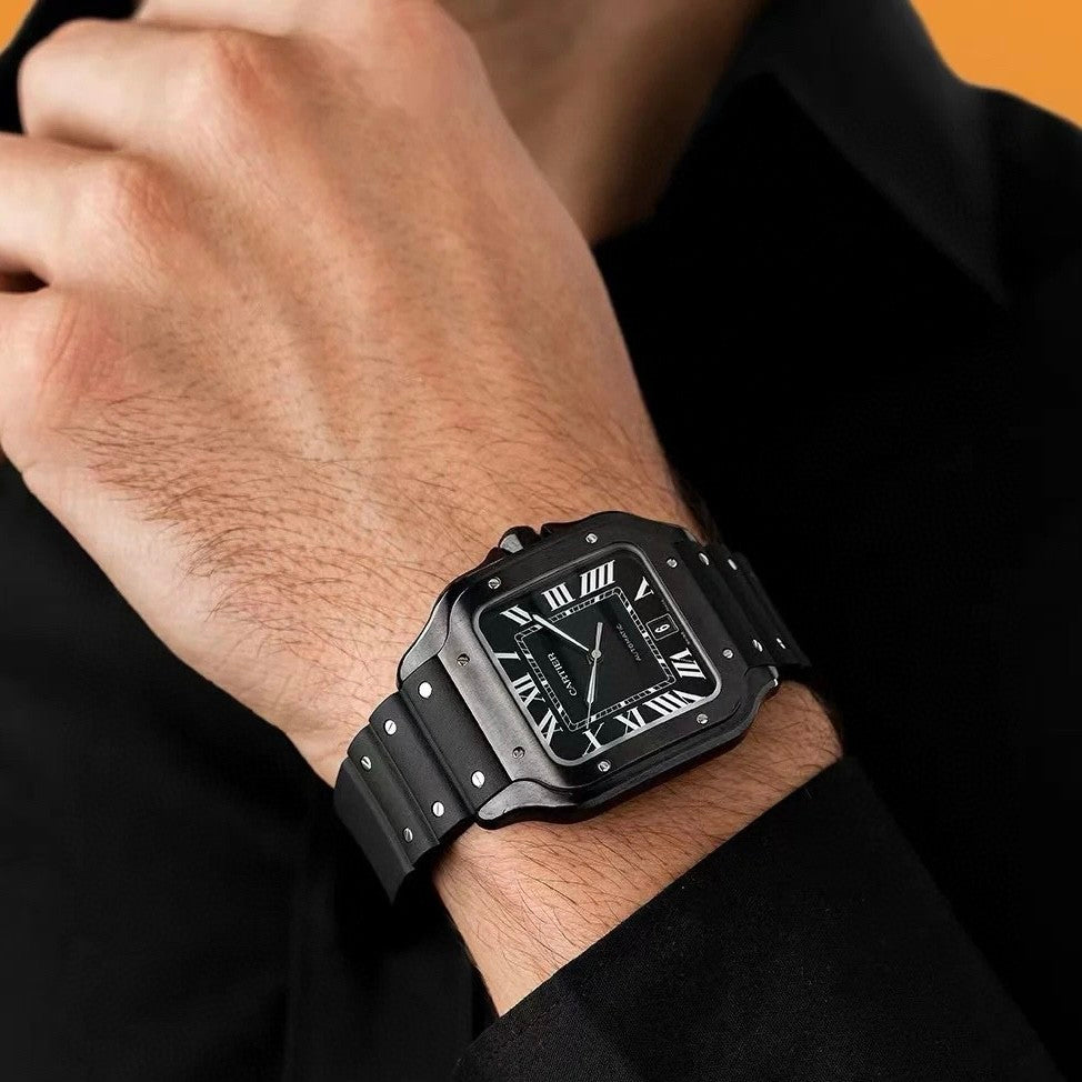 Cartier SANTOS DE CARTIER Men's Automatic Mechanical Movement 100m Water Resistant Date Display 40 mm Black Mechanical Watch #77182