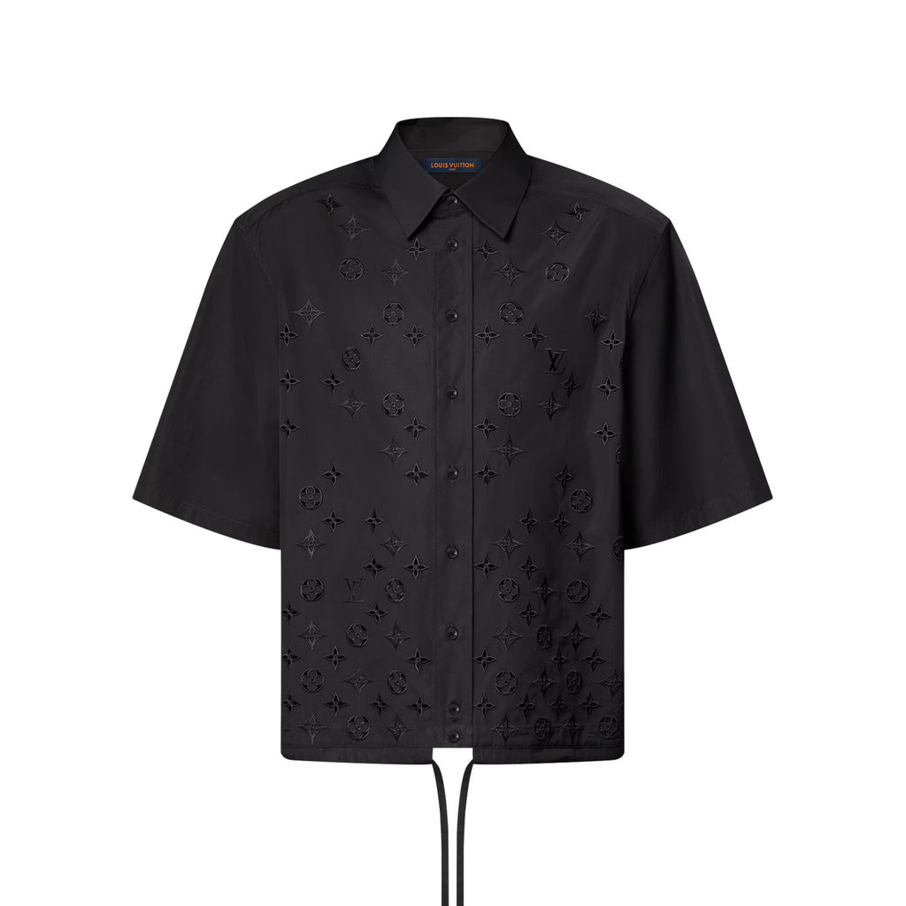 Louis Vuitton Men's and Women's Embroidered Logo Printed Single Breasted Solid Color Short Sleeve Shirt #76469