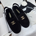 Chanel Women's Fall/Winter Casual Round Toe Slip On Teddy Fur Logo Flat Mules Shoes #79254