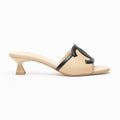 CHANEL Mules Lambskin Beige Black #386260