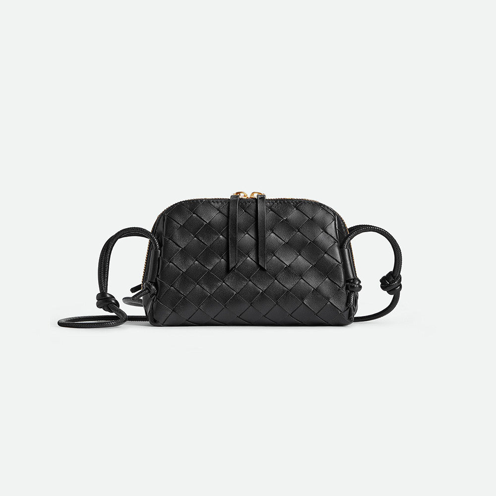 Bottega Veneta Women's Concert Intrecciato Weave Adjustable Tubular Shoulder Strap Sliding Knotted Sheepskin Clutch #332754