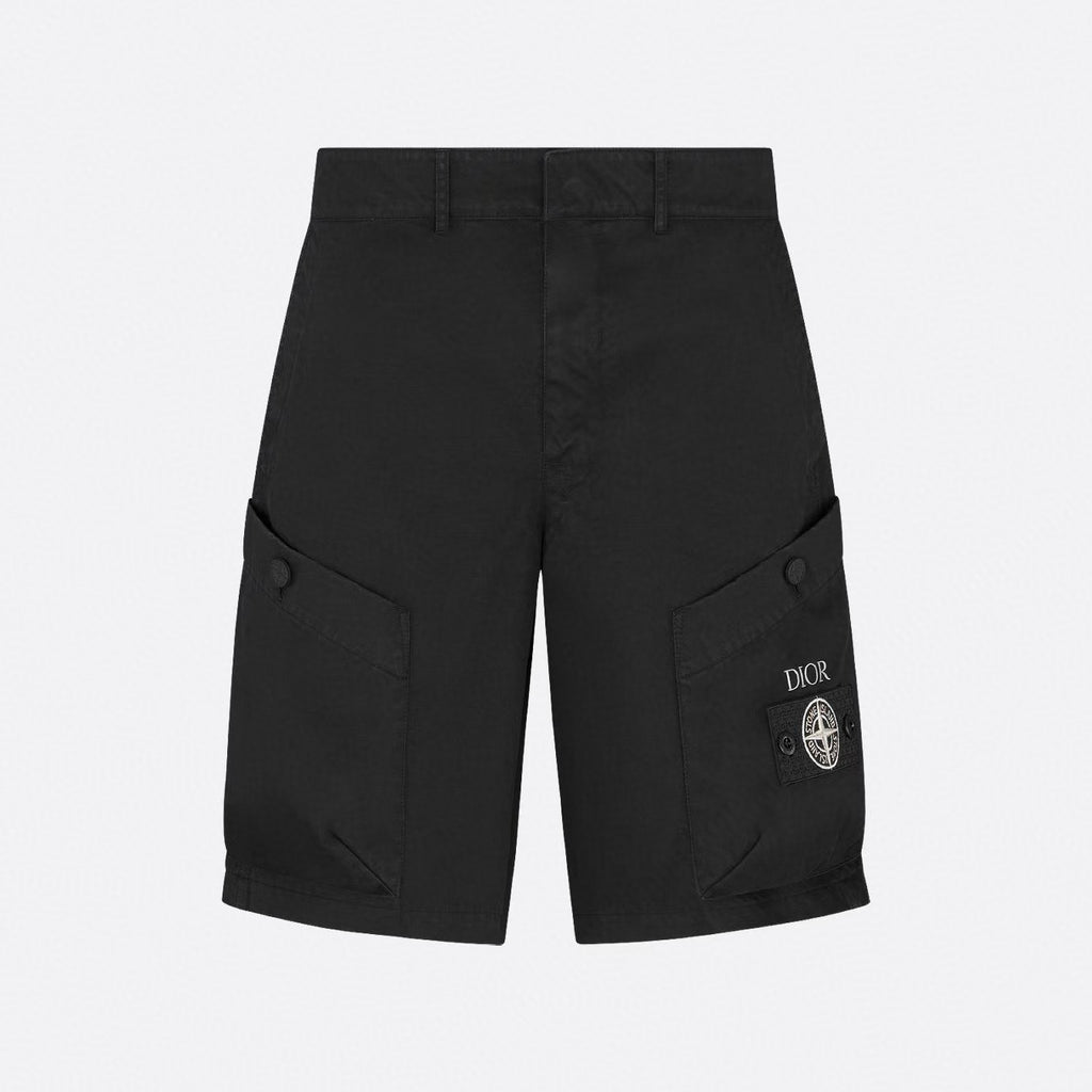 Dior Dior And Stone Island Men's Summer Solid Color Letter Logo Casual Fit Bermuda Shorts #75358