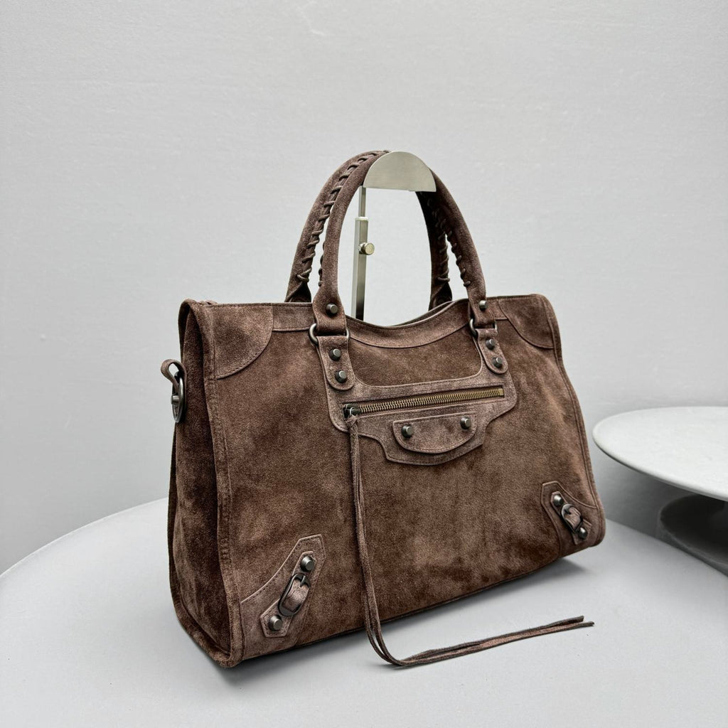 Balenciaga LE CITY Medium Handbag Women's Fashion Luxury Solid-Colour Suede Tote Bag Crossbody Bag Bags 8230582AB2A1143 Ngvp #2434