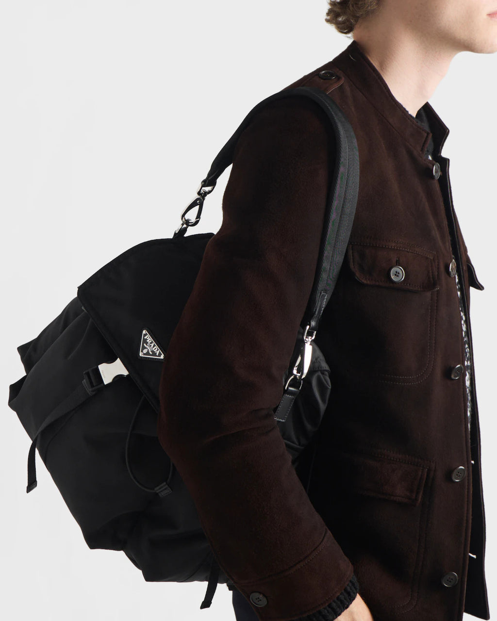 Prada Explore Re-nylon And Leather Backpack For Men - Black Fashionable Backpack. Casual Multi-pocket Bag 2vz118_2dw3_f0002_v_ooo #82291A
