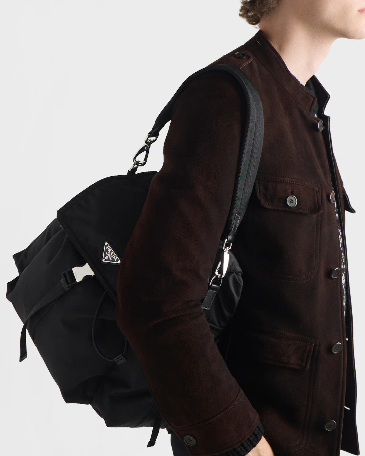 Prada Explore Re-nylon And Leather Backpack For Men - Black Fashionable Backpack. Casual Multi-pocket Bag 2vz118_2dw3_f0002_v_ooo #82291A