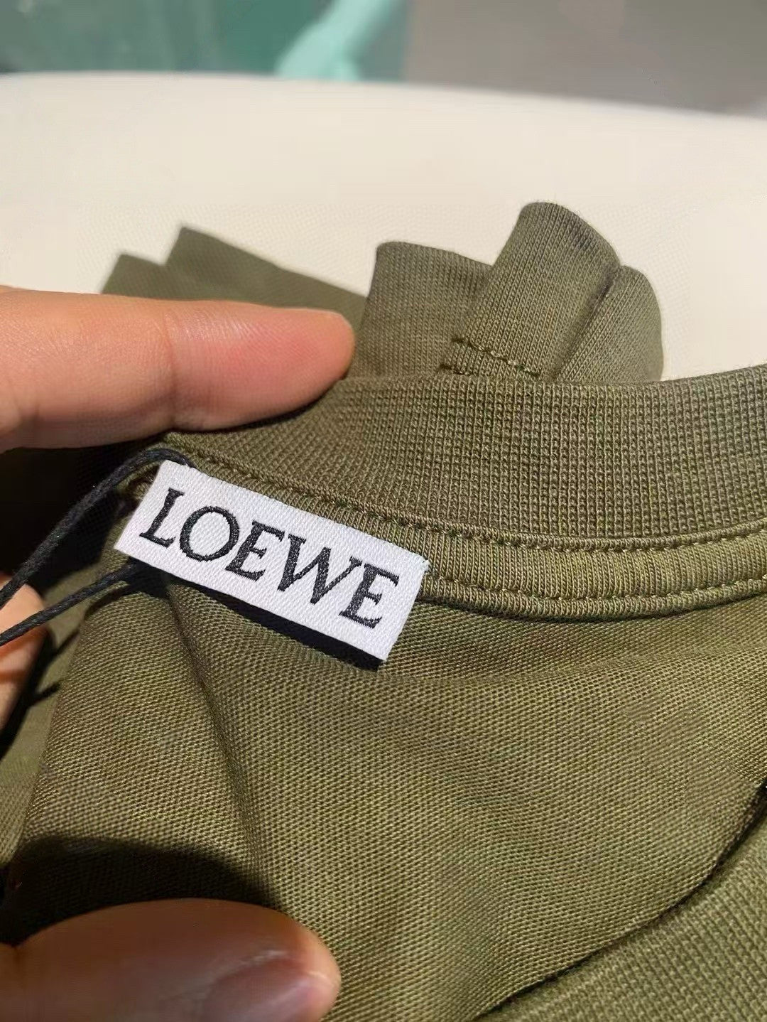 Loewe Men's Summer Solid Colour Embroidered Logo Print Round Neck Cotton Short Sleeve T-Shirt #76819