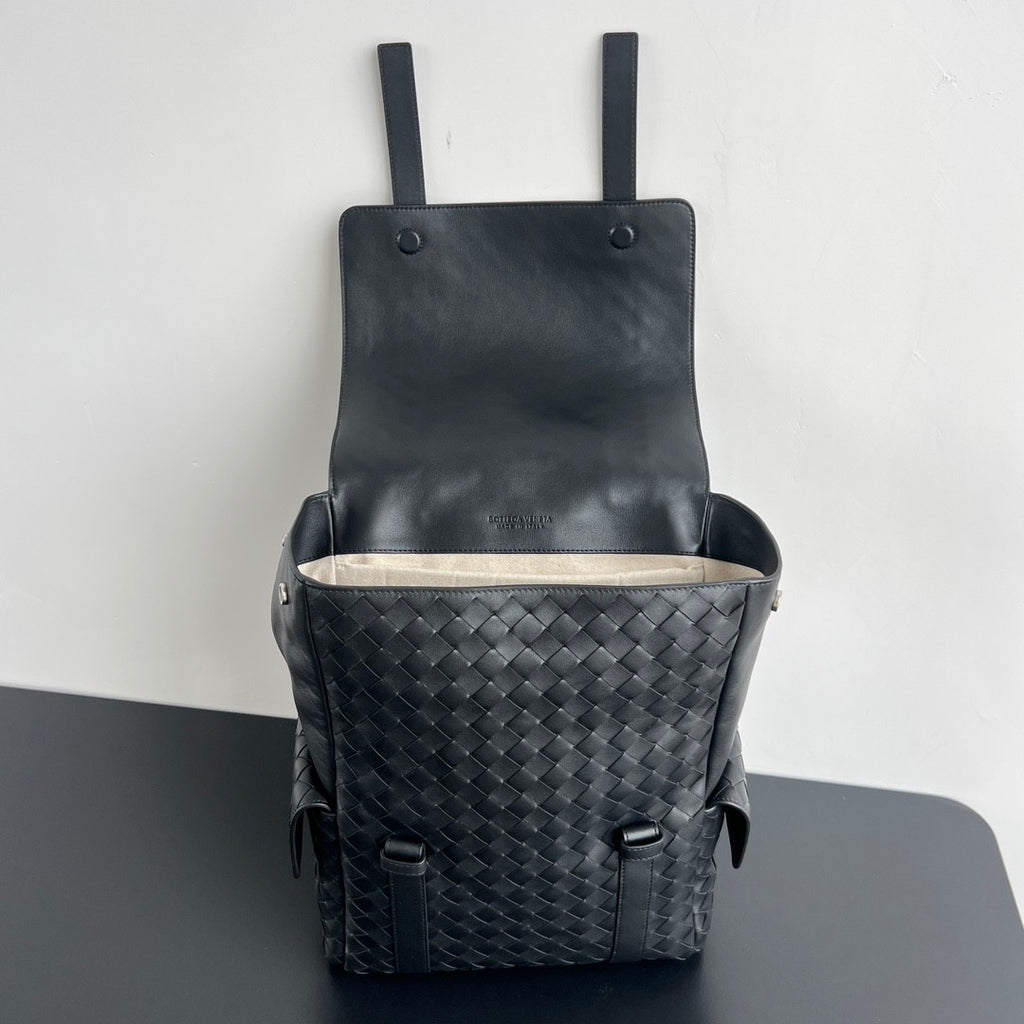 Bottega Veneta Back To School Men's Solid Color Flap Closure Woven Cowhide Leather Shoulder Bag Backpack Rucksack Bags #75798