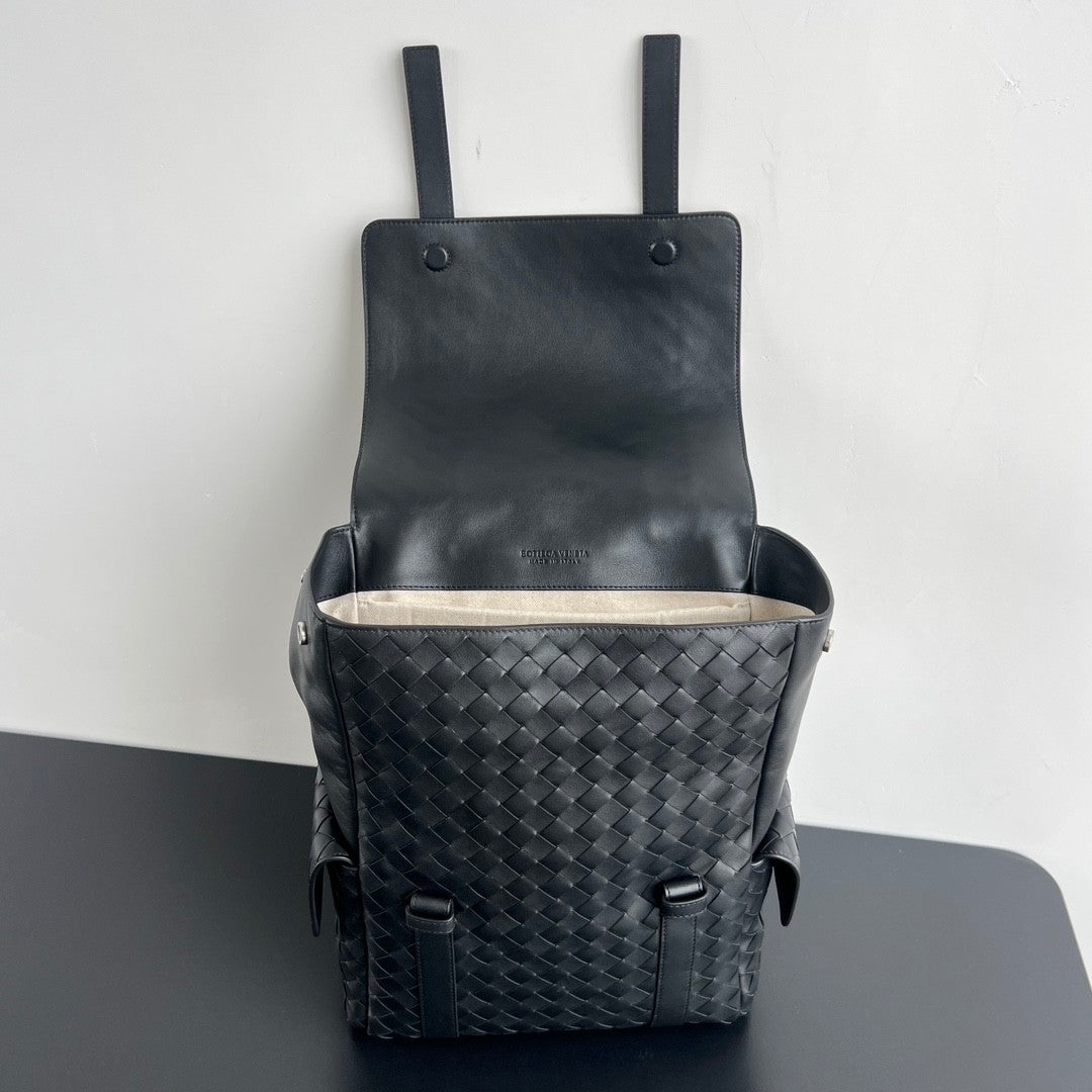 Bottega Veneta Back To School Men's Solid Color Flap Closure Woven Cowhide Leather Shoulder Bag Backpack Rucksack Bags #75798