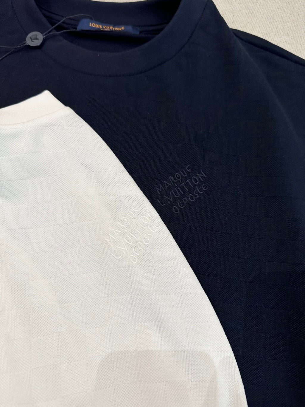Louis Vuitton Men's Summer Solid Color Embroidered Letter Logo Round Neck Cotton Short Sleeve T-Shirt #99765