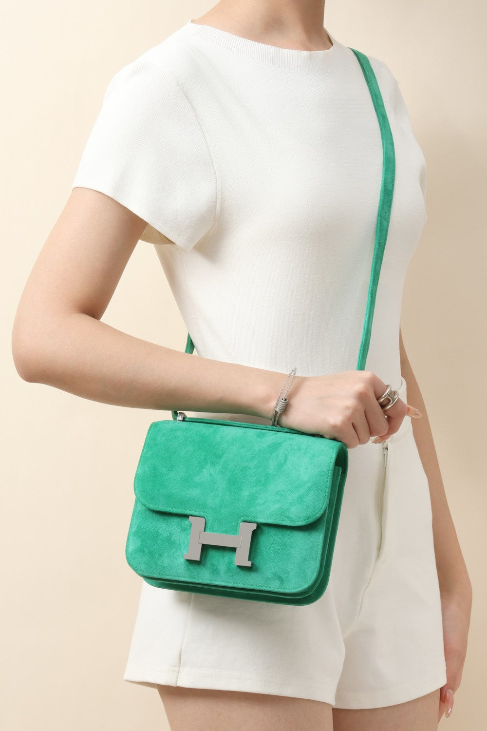 Hermès Suede Backpack Crossbody Bag #381136