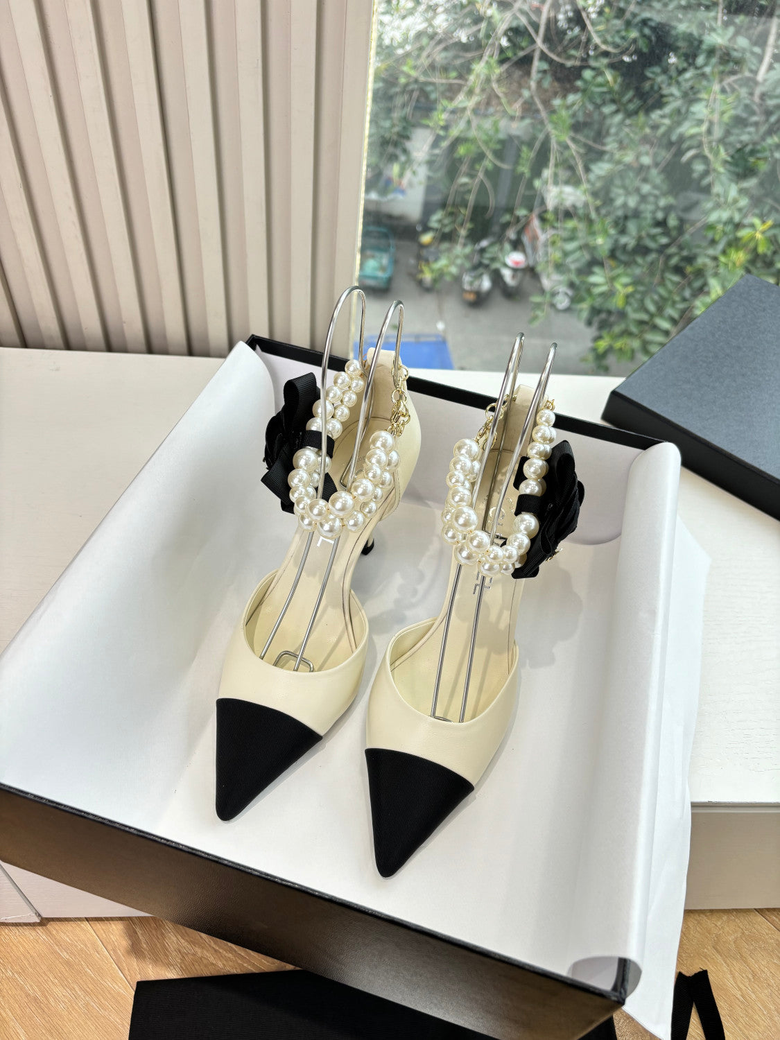 Chanel 25S Braided Mary Jane Toe Pearl Sandals and High Heels #334481